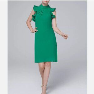 EUC-Vince Camuto Green Shift Dress with Ruffles (.02-008)